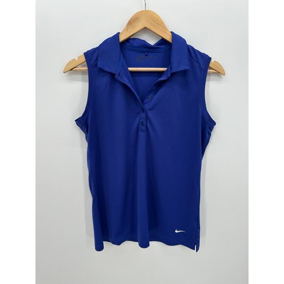 Nike Tops - Nike Golf Women Dri-fit Sleeveless Polo Blue Golf Pickleball Preppy Size Medium